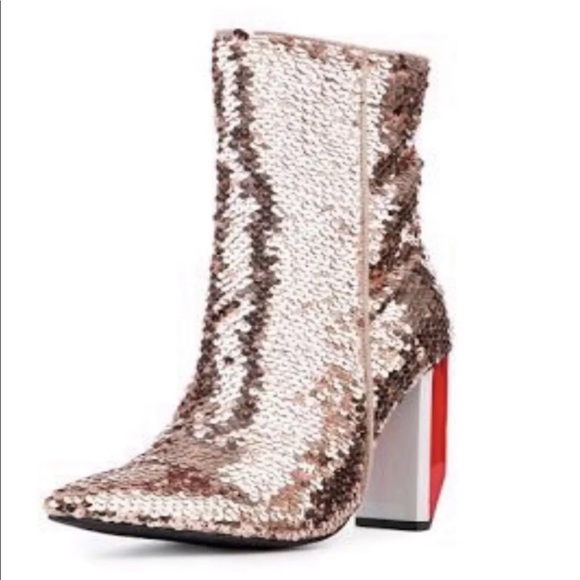 CAPE ROBBIN Rose Gold Sequins Heels - Picture 5 of 6